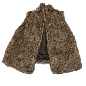Abercrombie & Fitch Faux Fur Lined Open Vest, Gray Brown, S